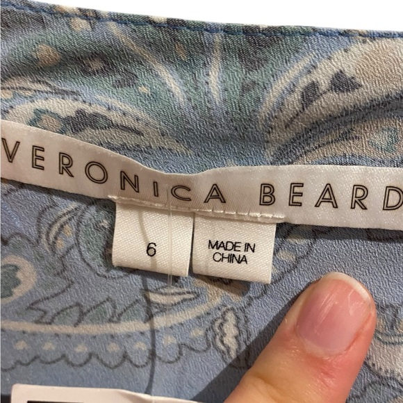 Veronica Beard Avenel Silk Chiffon Paisley Sweetheart Asymmetrical Midi Dress - Picture 4 of 6